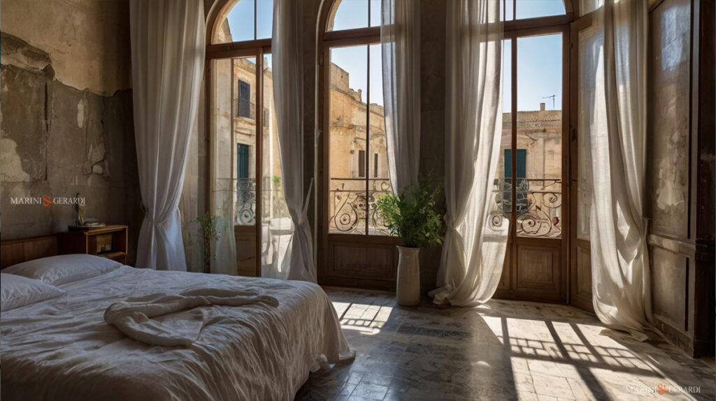 Lecce antica barocca dalla stanza da letto