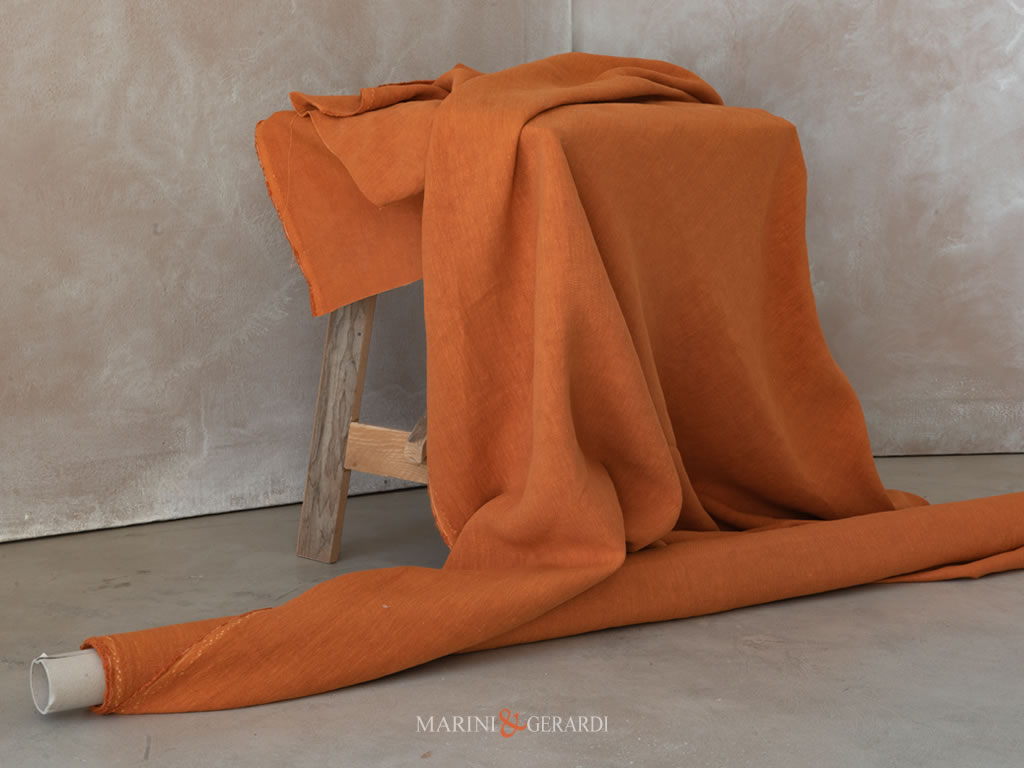tessuti per tappezzeria divani in lino vintage arancio kaki