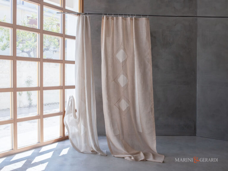 tenda per salotto moderno in lino design minimalista