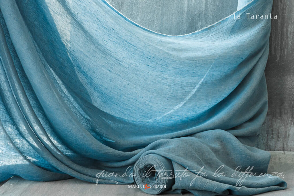tessuti per tende interni in lino stropicciato azzurro turchese c38