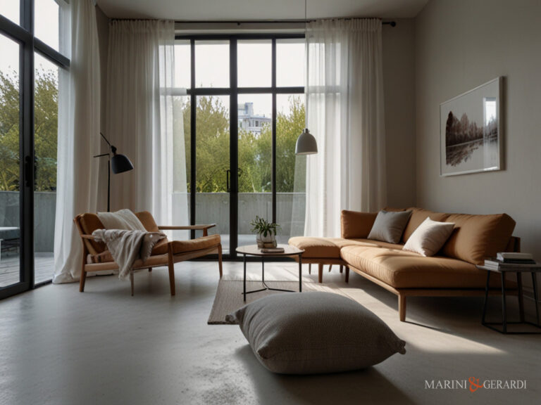 Sala salotto tende moderne per soggiorno in lino italiano