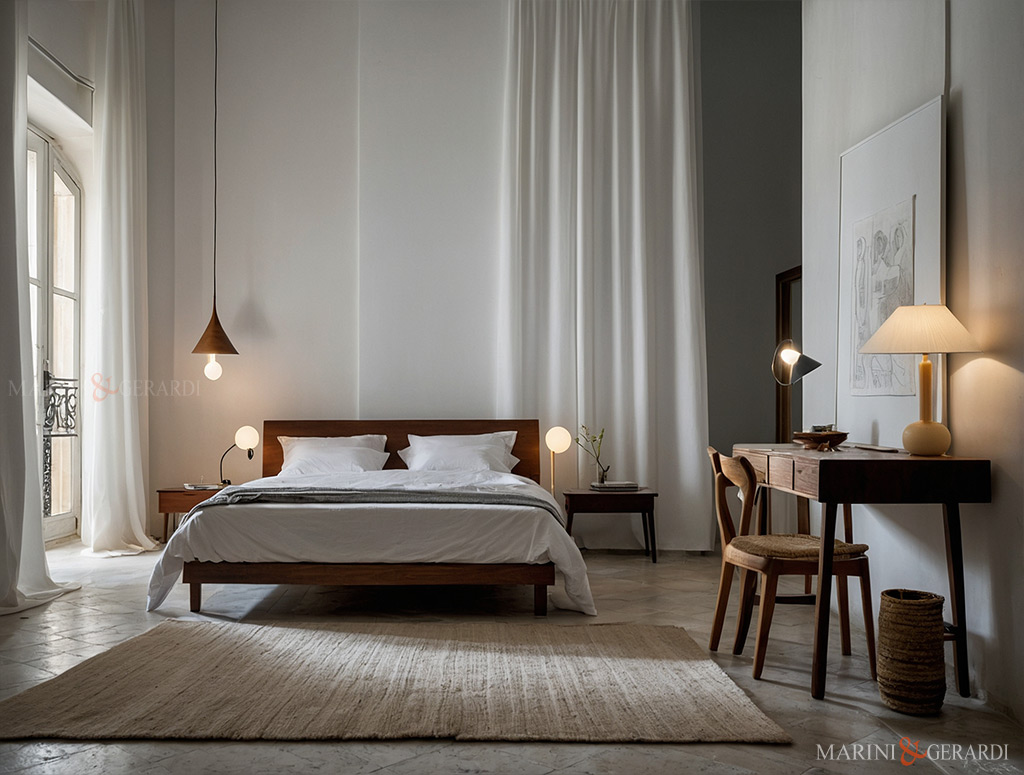 Eleganti tende camera letto moderne tessuti in lino